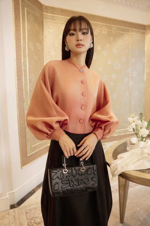 Sixdo Black Organza Flared Skirt